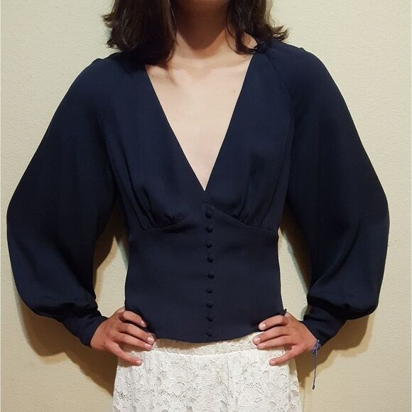 Joie Alurea Button Front Silk Blouse Sz 2 - Picture 6 of 11